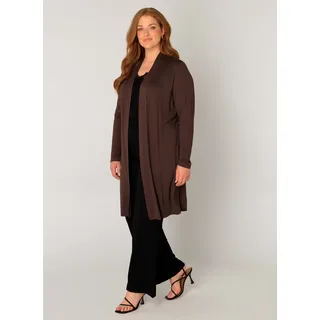 Longstrickjacke BASE LEVEL CURVY "Ayla long", Damen, Gr. 48, braun, Strick, Obermaterial: 94% Viskose, 6% Elasthan, figurumspielend knieumspielend, eingesetzt abgesteppt, Strickjacken Longstrickjacke, Figurumspielende, weiche Strickqualität