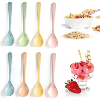 8 Stk Eislöffel Plastik Löffel Klein wiederverwendbar, Eierlöffel Kunststoff Bunt, Lange Teelöffel Plastiklöffel Lang Bunt Mehrweg für Getränke Dessert Kaffeelöffel Eis Löffel Joghurtlöffel Lang 16cm