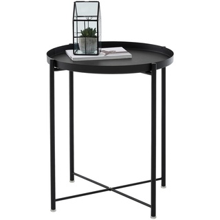 Carryhome Beistelltisch , Schwarz , Metall , rund , rund , 47.5x53x47.5 cm , abnehmbares Tablett , Wohnzimmer, Wohnzimmertische, Beistelltische, Beistelltische Metall