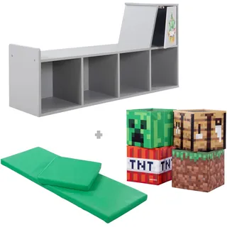 Phoenix Sitzbank Minecraft Mehrfarbig Grau/Grün 119 x 60 x 30 cm