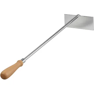 Relaxdays Aschekratzer Edelstahl 58,5 cm Holzgriff Silber/Natur