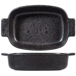 H&H Rechteckige Auflaufform, Steingut, Schwarz, 19 x 14 x 5 cm
