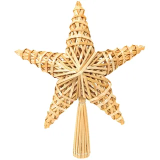 COM-FOUR® Christbaumspitze als Weihnachtsbaumschmuck aus Stroh - Strohstern-Spitze für den Weihnachtsbaum - Christbaum-Schmuck - natürlicher Christbaum-Behang