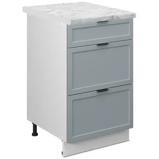 Vicco Schubladenunterschrank Fame-Line Hellblau-grau 50 cm, AP Marmor , Holzwerkstoff , 3 Fächer , 3 Schubladen , Rechteckig , 50x82x60 cm , Küchen, Küchenmöbel, Küchenschränke, Küchenunterschränke