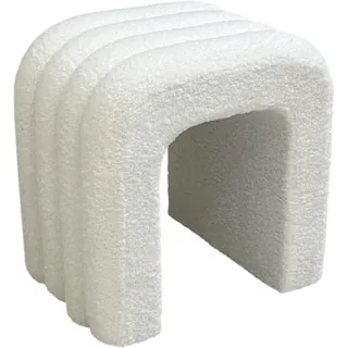 Home Deco Factory HOME DECO FACTORY, HD0339, Arc Bouclette Archy Pouf, Natural Crush, Möbel, Sitz, Pouf und Bodenkissen, 41x42x29 cm, Sitzhöhe 42 cm, Weiß
