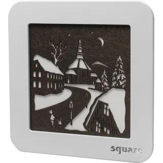 Weigla LED-Bild »Square Wandbild Seiffen, Batterie & Timer, WEIẞ-BRAUN«, (1 St.), Erzgebirge garantiert, Weihnachtsdeko Innen, Weihnachtsbeleuchtung, braun