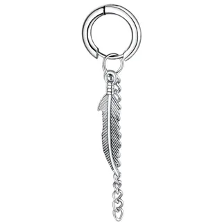 FIRETTI Creole Schmuck Geschenk Feder schwarz 15mm