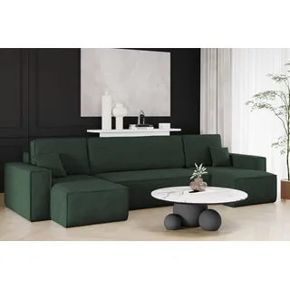 Kaiser Möbel Ecksofa mit schlaffunktion und bettkasten, Sofa U-form, Couch U-form BEST Cord Grün