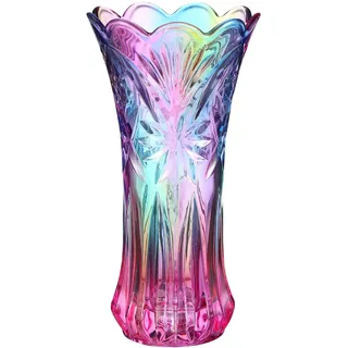 Kristallglasvase Regenbogen, Kristallglasvase Blumenvase Phoenix-Schwanzform Dekorative Große Glasvase für Blumenarrangements dekorative Vase für Zuhause, Esstisch, Herzstück, Dekoration, Zubehör
