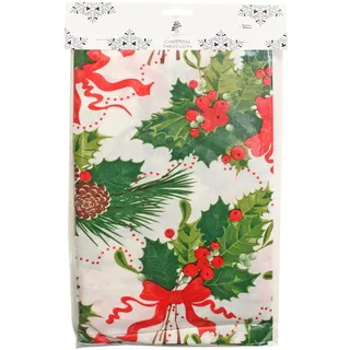 Tischdecke Flanell Rückseite - Holly Weihnachten Mehrfarbig