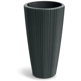 Tymar Blumentopf Gross mit Einsatz, Übertopf Hoch, Pflanzkübel, Blumenkübel aus Kunststoff_ORO (ø. 40 cm (H=73cm); Dunkelgrau)