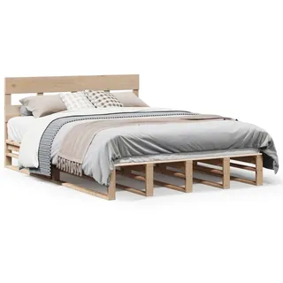 vidaXL Massivholzbett ohne Matratze 140x200 cm Kiefernholz - Braun