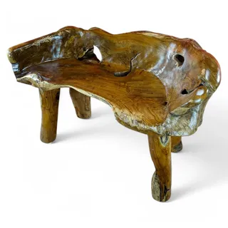 Garten Bank Teak Wurzelholz Massivholz Gartenbank Sitzbank Rustikal echtholz neu