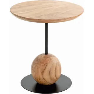 Haku-Möbel Beistelltisch, akazie, schwarz, Massivholz, Metall, Stahlrohr - Maße: H 45 x Ø 40 cm, Style: Urban Collective