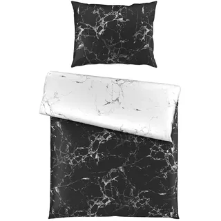 Esposa Wendebettwäsche , Schwarz, Weiß , Textil , Abstraktes , 140x200 cm , pflegeleicht, atmungsaktiv, schadstoffgeprüft , Heimtextilien, Bettwäsche & Leintücher, Bettwäsche, Wendebettwäsche