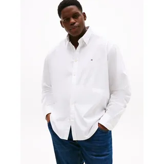 Langarmhemd "BT-FLEX POPLIN SOLID", Herren, Gr. 4XL, N-Gr, weiß, Web, Obermaterial: 100% Baumwolle, TOMMY HILFIGER BIG & TALL, klassisch normal, Rundhals, eingesetzt,Ärmel mit Ärmelschlitz Manschette mit Knöpfen, Hemden Langarmhemd, Große Größen, regular fit