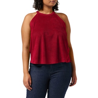 Urban Classics Damen Ladies Peached Rib Neckholder Sport Tank Top, Rot (Burgundy 00606), Medium (Herstellergröße: M)