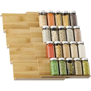 Exabang 8er-Set Gewürzregal Schublade 30-60cm Ausziehbar Natur