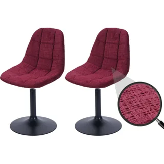 2er-Set Esszimmerstuhl HWC-A60, Küchenstuhl Stuhl Drehstuhl, Stahl MVG Stoff/Textil Chenille (465g/m2) bordeaux - Rot