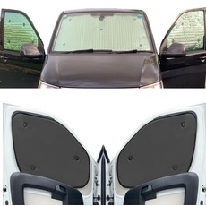 Fensterrollo-Set Kombatibel Mit VW T6 Transporter (2016-2020)(Komplettset LWB + Heckklappe) Rückenfarbe in Anthrazit, Reversibel und Thermisch