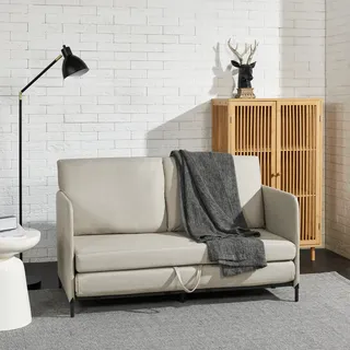 Schlafsofa ’Soini’ mit Liegefunktion 2-Sitzer gepolstert mit Kissen 78 x 125 x 67 cm Beige - Beige