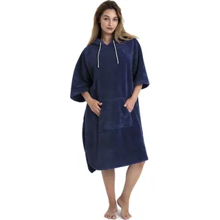 Badeponcho OTTO HOME "Lillou, Surfponcho ideal für Sauna, Spa & im Urlaub" Gr. S, blau (dunkelblau), L:100cm, Microfaser, Hausmäntel, Badeponcho, weich und kuschelig, plüsch, Fleece, Unisex, für Damen und Herren