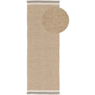 Kunstloft Wollteppich-Läufer Karla Beige 80x250 cm , Textil , Beton Optik , Rechteckig , 80x1 cm , Gots , pflegeleicht , Teppiche und Böden, Teppiche, Teppichläufer, Läufer