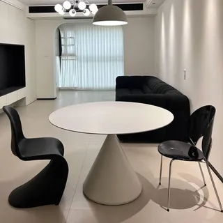 Kaffeetisch Esstisch Rundtisch Minimalistischer Tisch Couchtisch Empfangstisch Ø 100cm*75 cm weiß