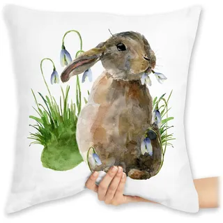 Kissen 40 x 40 - Osterkissen - Ostern Hase I Osterhase I Oster Hase - 40 x 40 cm - Weiß - Ostergeschenk ostergeschenke Ostern￼ Cushion mit füllung osterartikel frühling ostermotiv