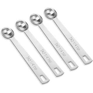 4 Stück einzelner Messlöffel, kleiner Messlöffel aus Edelstahl, Mini-Messlöffel(1/4 Teaspoon)