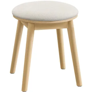 songmics home Schminkhocker gepolstert rund 0 x 0 x 0 cm Cremeweiß/Eichenbeige