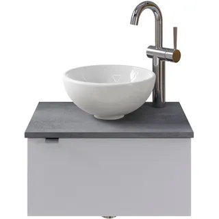 Saphir Waschtisch "Serie 6915 Waschschale mit Unterschrank für Gästebad, Gäste WC", weiß glanz, oxid dunkelgrau, weiß glanz), B:51cm H:39,8cm T:35cm, Waschtische, Waschtisch, 51 cm breit, 1 Tür, Waschtischplatte, kleine Bäder, ohne Armatur,
