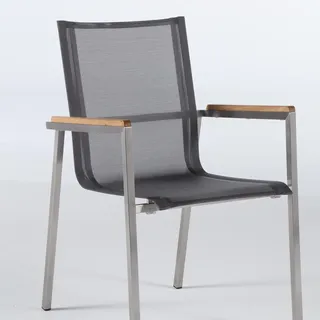 Stapelsessel Noove - Textilene silbergrau, Edelstahl