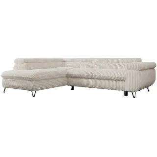 MKS Ecksofa Pedro L Beige Cord - Links Seite , Textil , L-Form,L-Form , 273x208 cm , Oeko-Tex® , Wohnzimmer, Sofas & Couches, Wohnlandschaften, Ecksofas