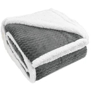Catalonia Classy Sherpa Decke Flauschige Kuscheldecke, Super weiche Fleece Sofadecke Plüsch-Flanell-Decke für Couch und Bett, TV-Decke, Reise, Camping, Geschenk, Chevron Muster, 150x130cm Grau