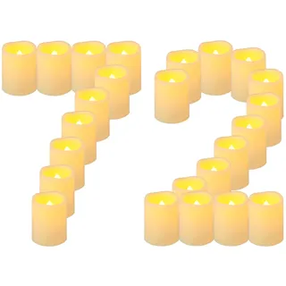 Yakpo 72 Stück 5 cm flammenlose Votivkerzen, batteriebetrieben, LED-Teelichter-Kerzen, elektrische Flacker-Votivkerzen, Großpackung für Halloween, Kürbislichter, Hochzeit, Party, Tischdekoration