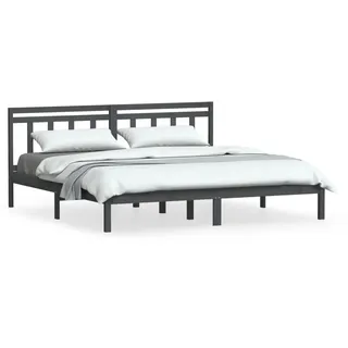 vidaXL Massivholzbett Grau Kiefer 200x200 cm - Grau