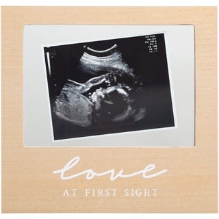 Pearhead Floating Sonogram Frame, Love at First Sight Ultrasound Frame, Gender-Neutral Baby Frame, Wooden