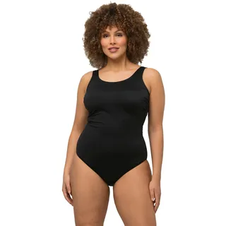 Ulla Popken Damen, extraweiches Futter, seitliche Raffung Badeanzug, Schwarz, 62-64