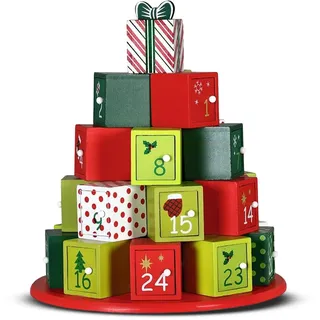 Wintem Adventskalender 2025 mit 25 dekorativen, wiederverwendbaren Schubladen für Weihnachten, DIY Geschenkidee, edler Holz-Adventsbaum für Süßigkeiten und Überraschungen