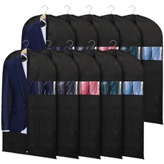 KEEGH 101cm Kleidersack (10-teiliges Set) Kleidersack zur Aufbewahrung, Schrank mit Reißverschluss mit Kleidersacke und Blazer mit Klappösen Kleid, schwarz