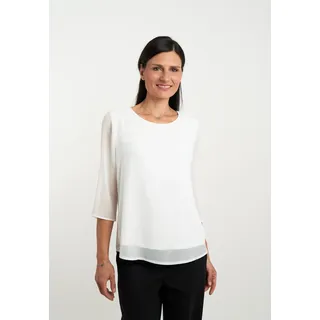 Chiffonbluse SEIDEL MODEN, Damen, Gr. 40, sanftes weiß, Single Jersey, Obermaterial: 100% Polyester. Obermaterial 2: 95% Viskose, 5% Elasthan, unifarben, lässig geschnitten hüftbedeckend, Rundhals, Blusen Chiffonbluse, MADE IN GERMANY, Topseller