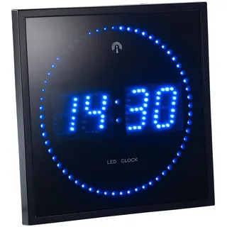 Lunartec LED Uhr: LED-Funk-Wanduhr mit Sekunden-Lauflicht durch Blaue LEDs (Funk-Wanduhr Digital beleuchtet, Digitale Wanduhren beleuchtet LED, Digitaluhr mit Sekundenanzeige)