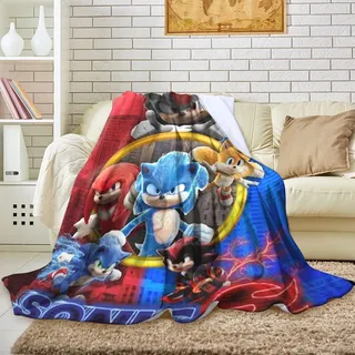 Herren Sonic the Hedgehog Decke Miles Knuckles Klimaanlage Schlafdecke Fleece Blanket - Sonic-Miles-Knuckles 01 - 100x150cm