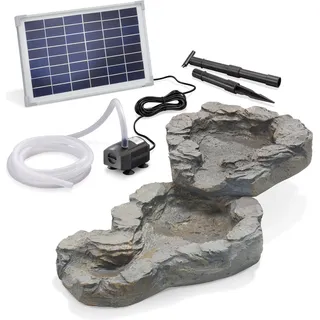esotec Bachlaufschalen-Set 2-teilig mit Solarpumpe für Gartenteich 101308 - Grau