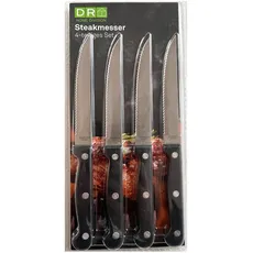 4er Pack DR Home Division Steak-Messer Set aus Edelstahl scharfe Messer Spülmaschinenfest Schwarz/Silber