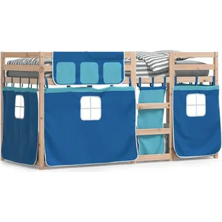 vidaXL Etagenbett mit Vorhängen Blau 90x190 cm Massivholz Kiefer - Blau