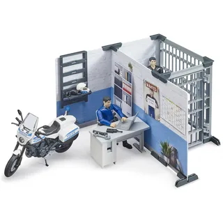 Bruder Polizeistation mit Polizeimotorrad 1:16