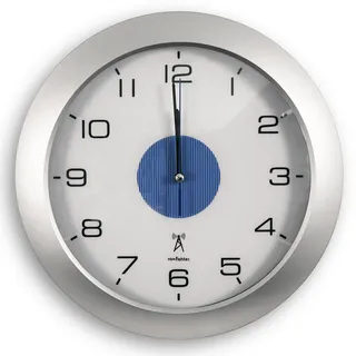 Fishtec - Beleuchtete Wanduhr, funkgesteuert, 4 Blaue LEDs, Dämmerungssensor, 3 Beleuchtungsarten: dauerhaft/aus oder automatisch, 30 cm/cm - Dekoration, Büro, Küche