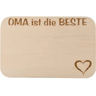 FABRIKSTORES Frühstücksbrettchen/Frühstücksbrett mit Gravur "Oma ist die Beste" als Geschenk - Buchenholz - Abgerundete Ecken - Geschenkidee ideal für Muttertag oder andere Anlässe - Gute Qualität